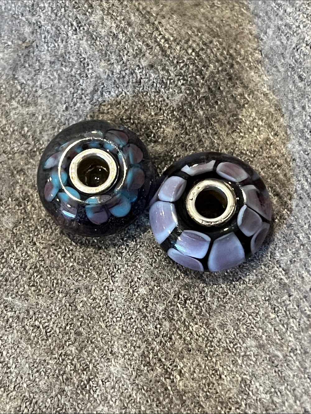 Trollbead Mosaic Glass Sterling Slide Beads (2) - Picture 2 of 7